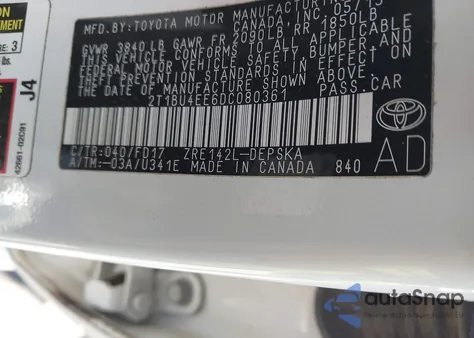 2013 Toyota Corolla S из США, поврежденный, VIN 2T1BU4EE6DC080361